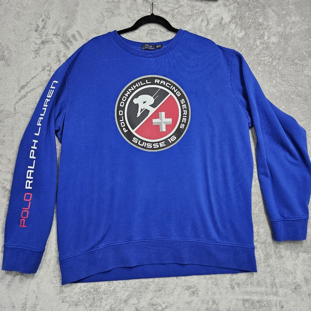 Polo Ralph Lauren Downhill Racing Series Suisse 16 Crewneck Sweatshirt Blue XXL